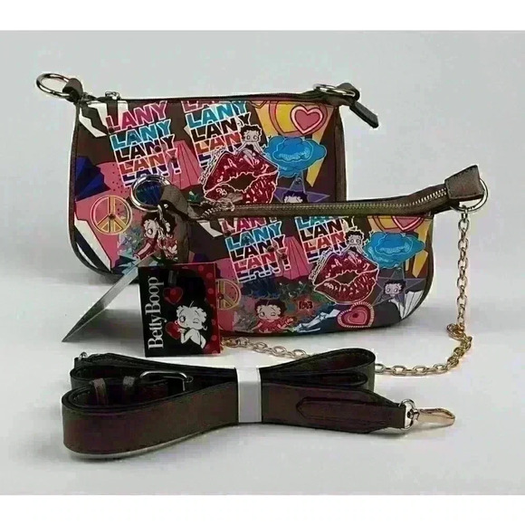 NEW! Betty Boop Womens Lany Vegan Crossbody with Chain Shoulder Bag - Picture 1 of 5